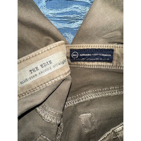 Adriano Goldschmied AG The Edie Mid-Rise Skinny Straight Jeans- Olive Green Size - Picture 10 of 15